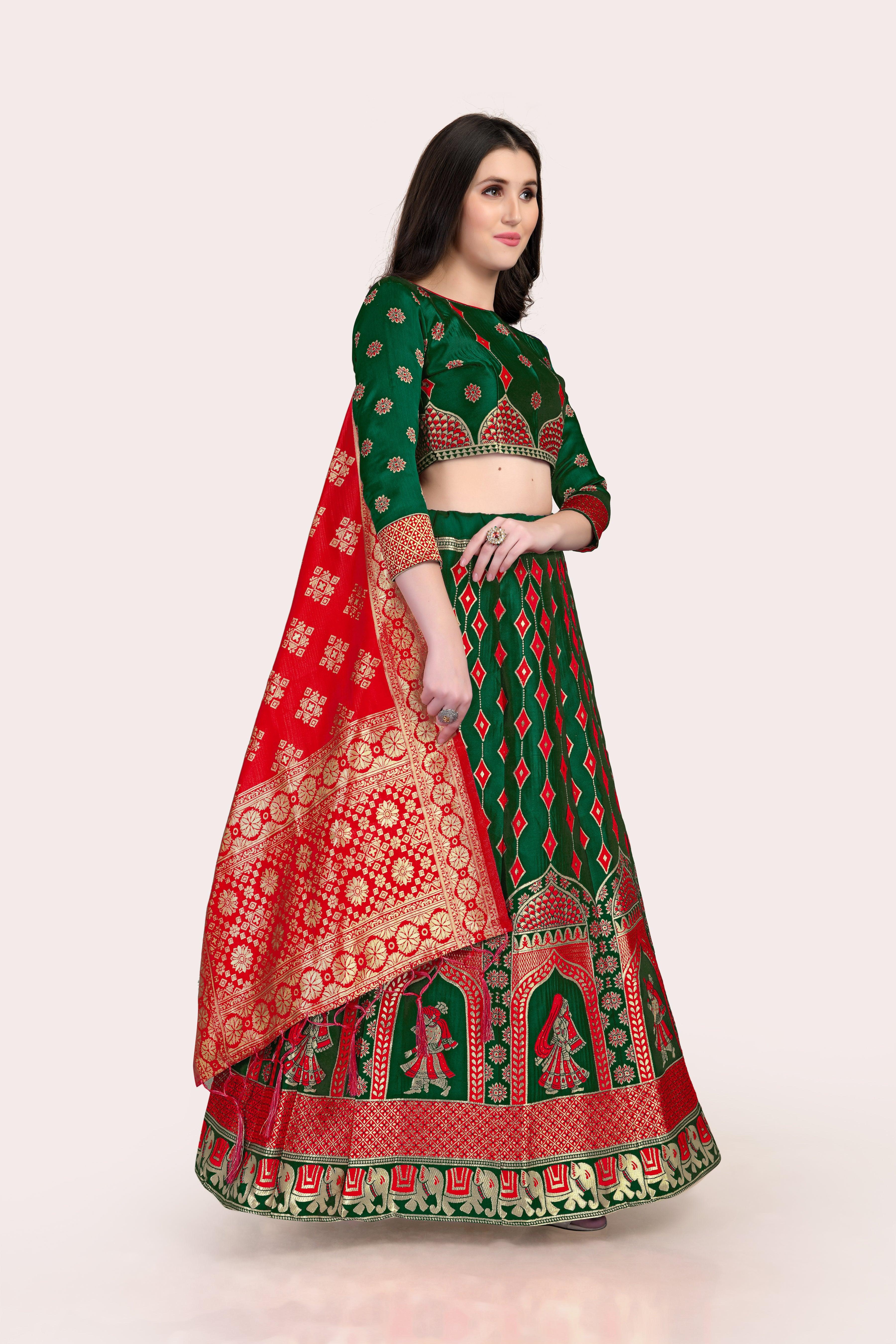 Royal Radiance: Banarasi Lehenga Choli Set with Dupatta - Decize Clothing