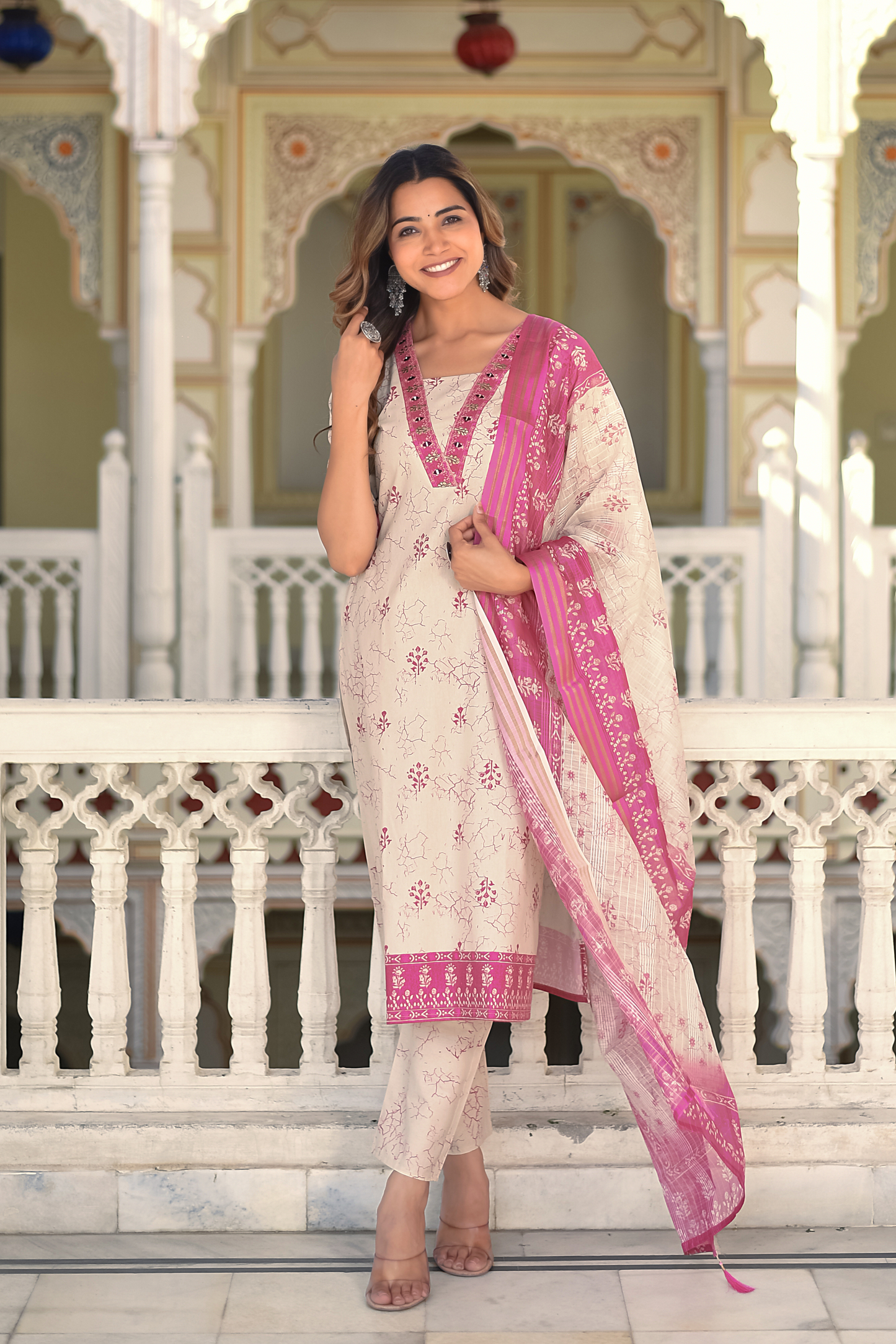 Aarunya Bloom Cotton Kurta Set with Dupatta