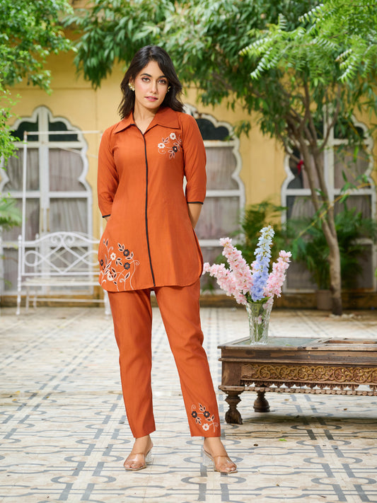 Floral embroidered co-ord set