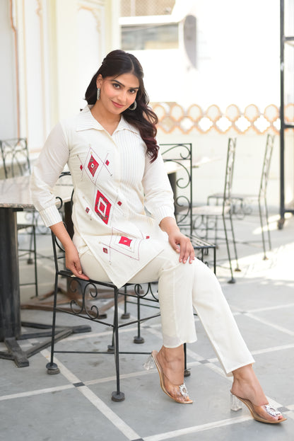 IVORY DIAMOND EMBROIDERED CO-ORD SET