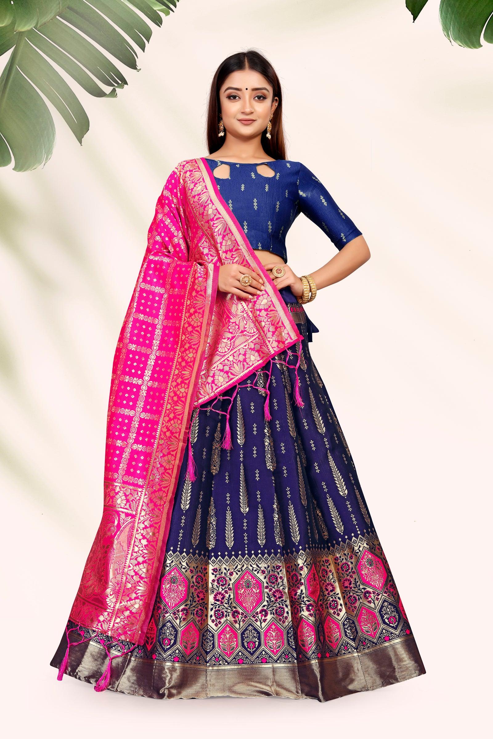 Regal Radiance: Banarasi Lehenga Choli Ensemble with Dupatta - Decize Clothing