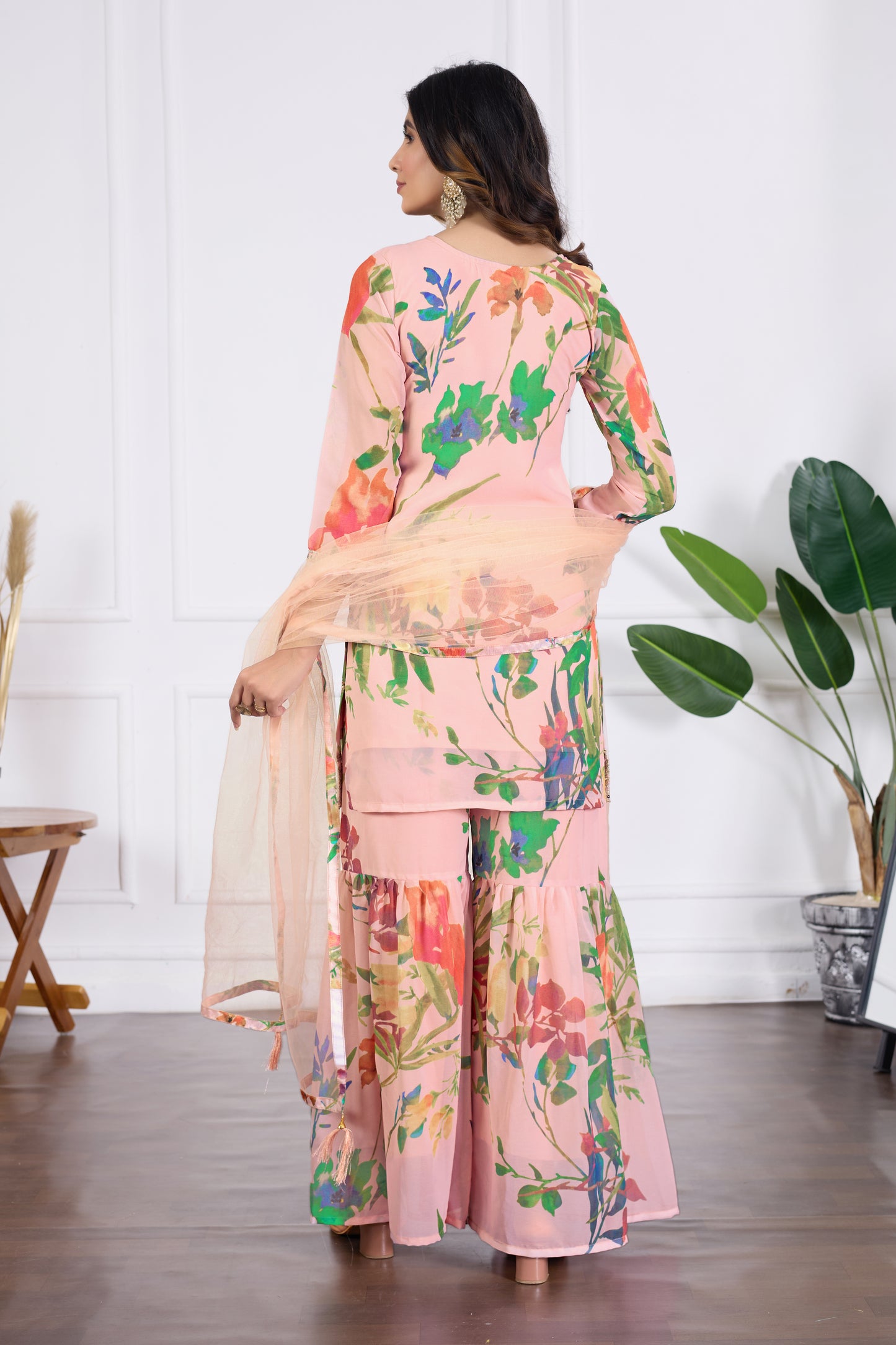 Palak Embroidered Printed Sharara Set with Dupatta