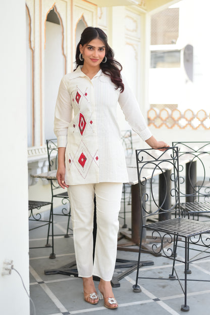 IVORY DIAMOND EMBROIDERED CO-ORD SET