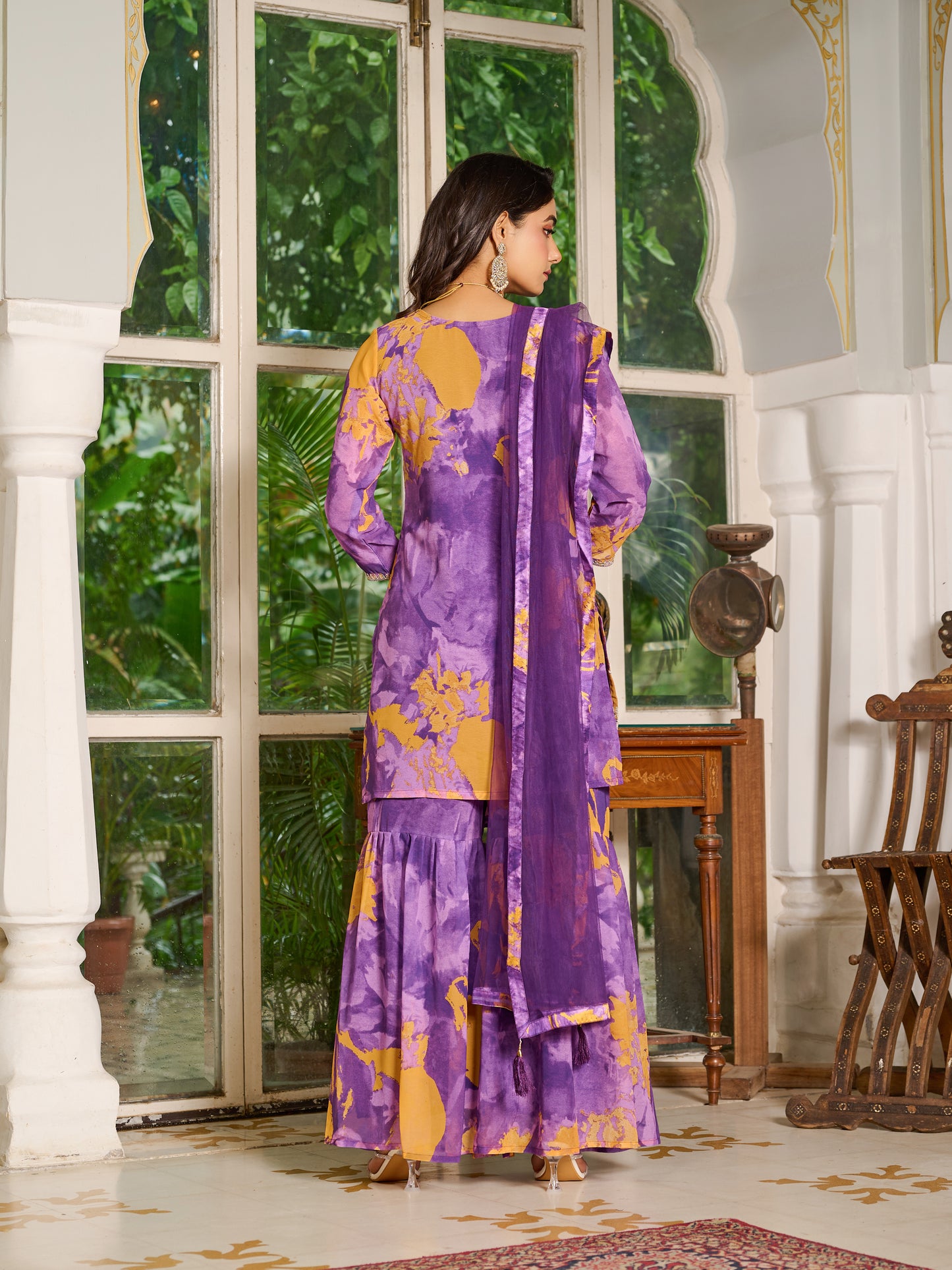 Aurelia Embroidered Printed Sharara Set with Dupatta