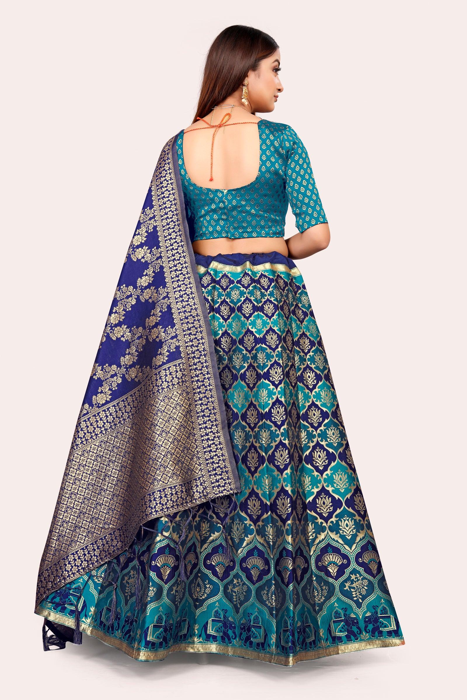 Ravishing Royalty: Banarasi Lehenga Choli Set and Dupatta - Decize Clothing