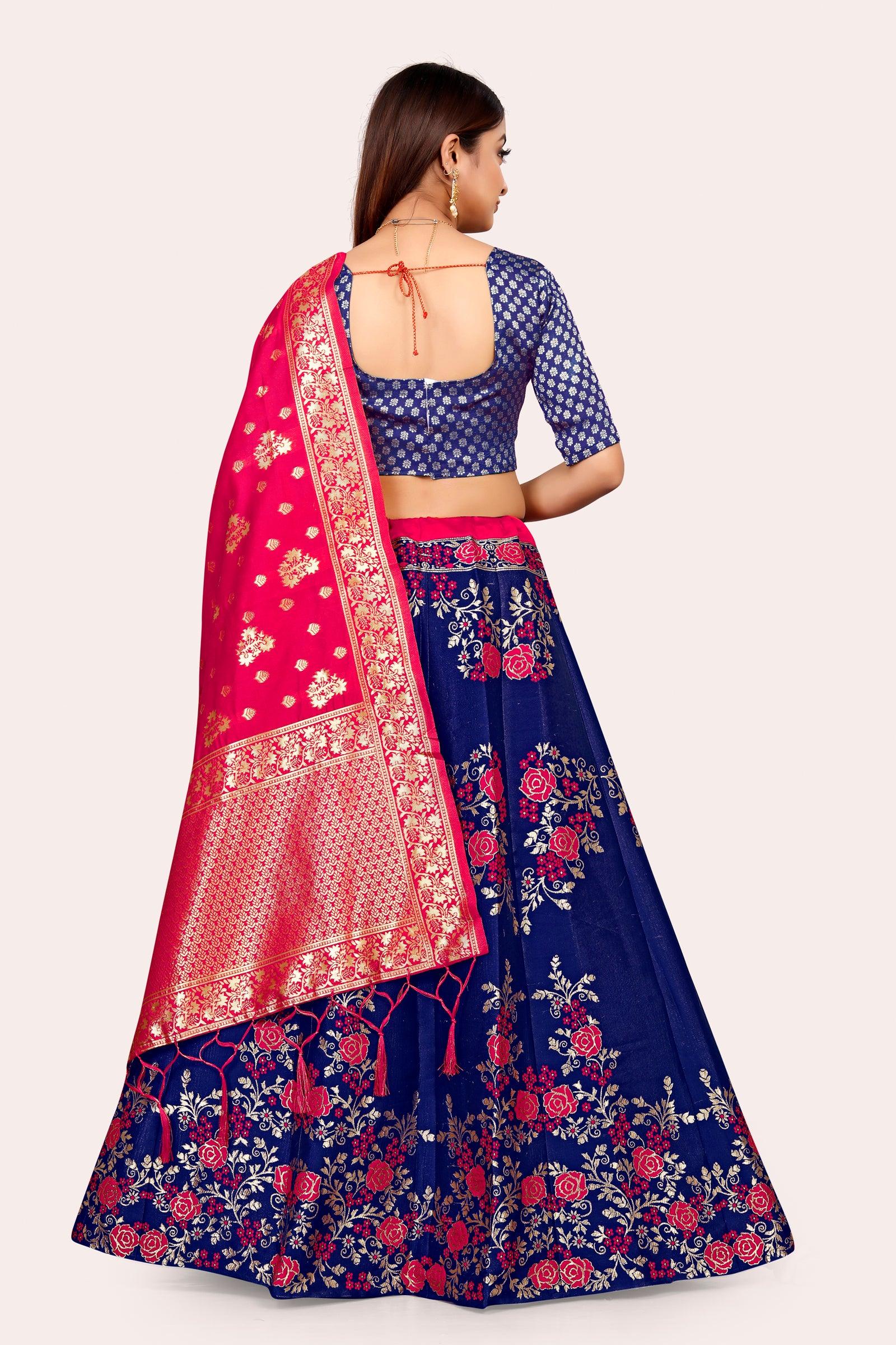 Opulent Opulence: Banarasi Lehenga Choli Set with Dupatta - Decize Clothing