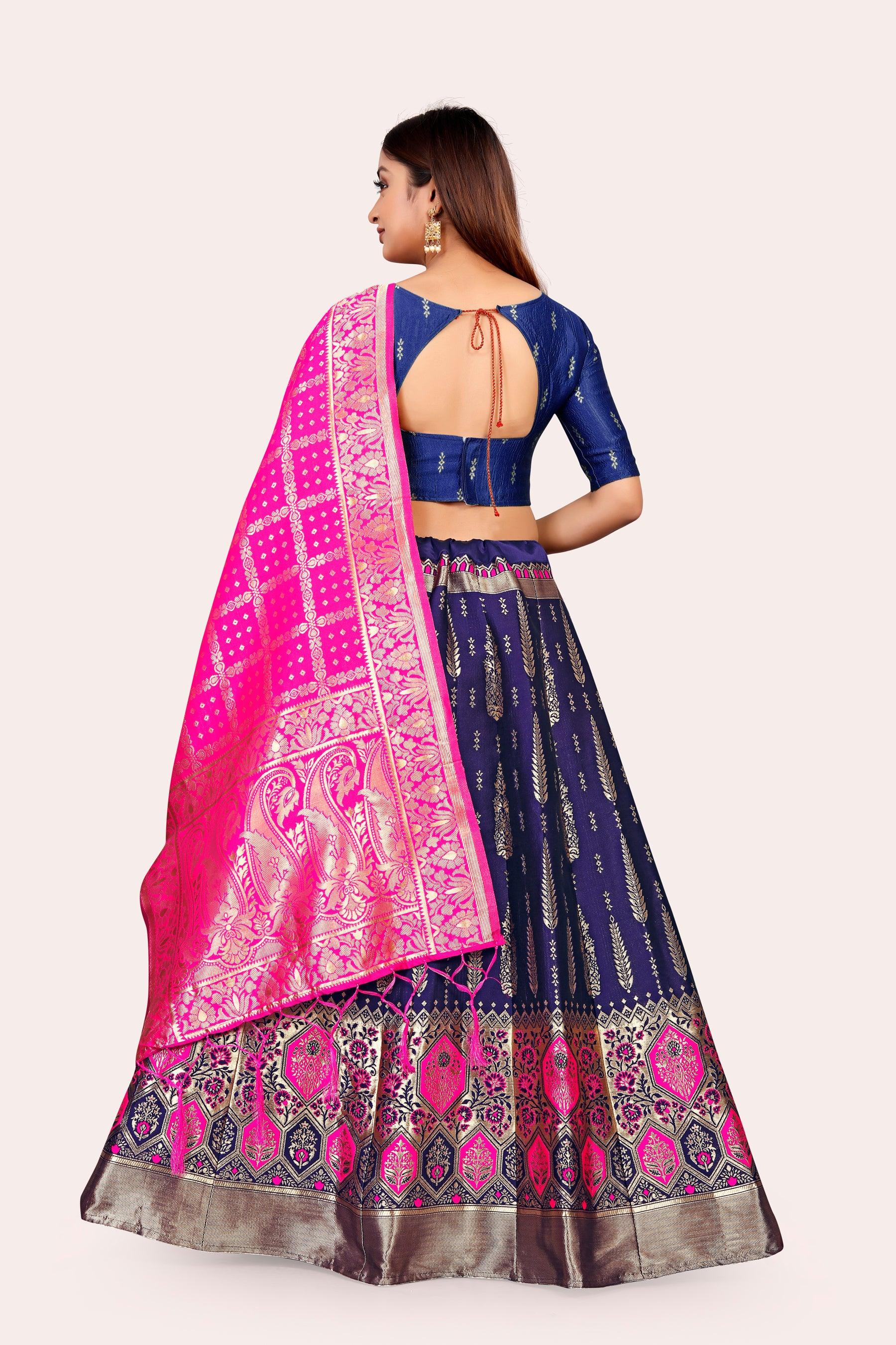 Regal Radiance: Banarasi Lehenga Choli Ensemble with Dupatta - Decize Clothing