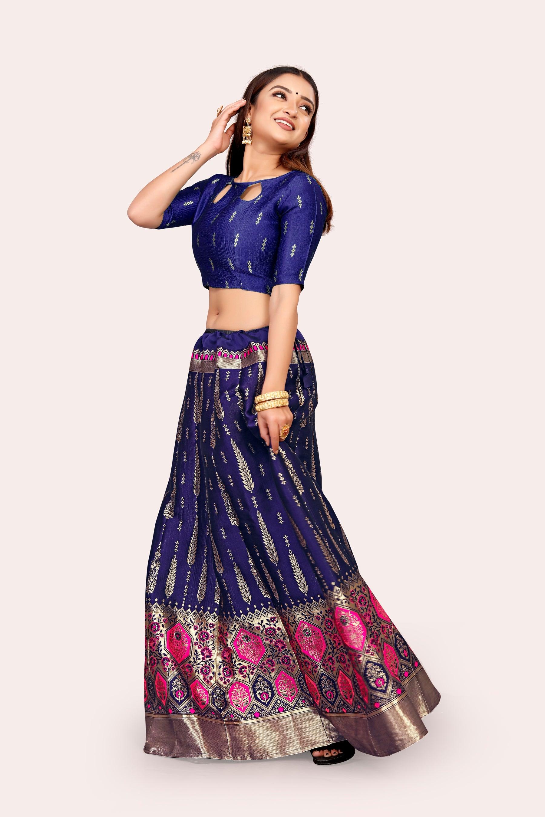 Regal Radiance: Banarasi Lehenga Choli Ensemble with Dupatta - Decize Clothing