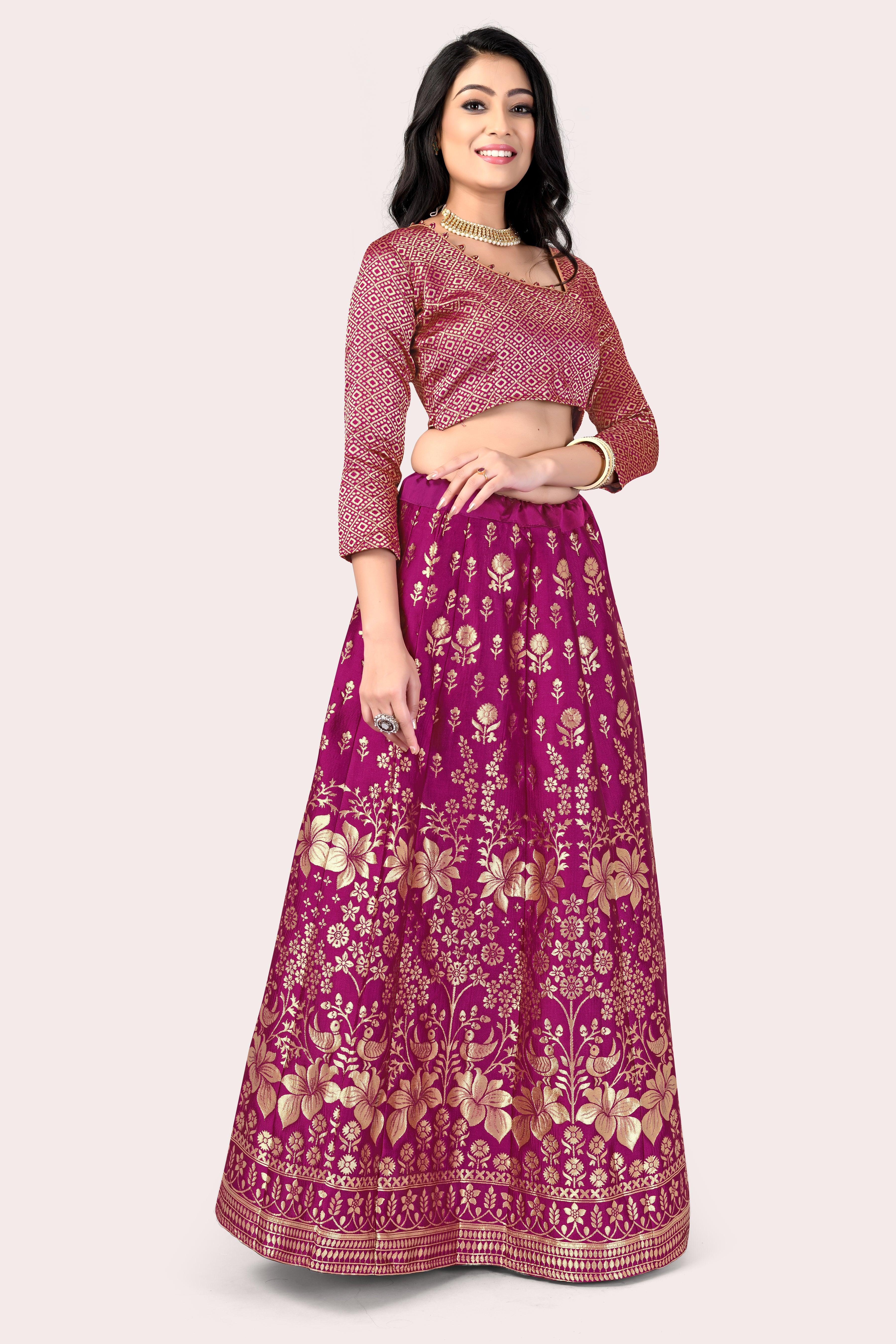 Majestic Masterpiece: Banarasi Lehenga Choli with Dupatta - Decize Clothing