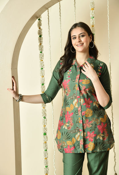 Autumn Silk Embroidered Co-ord Set