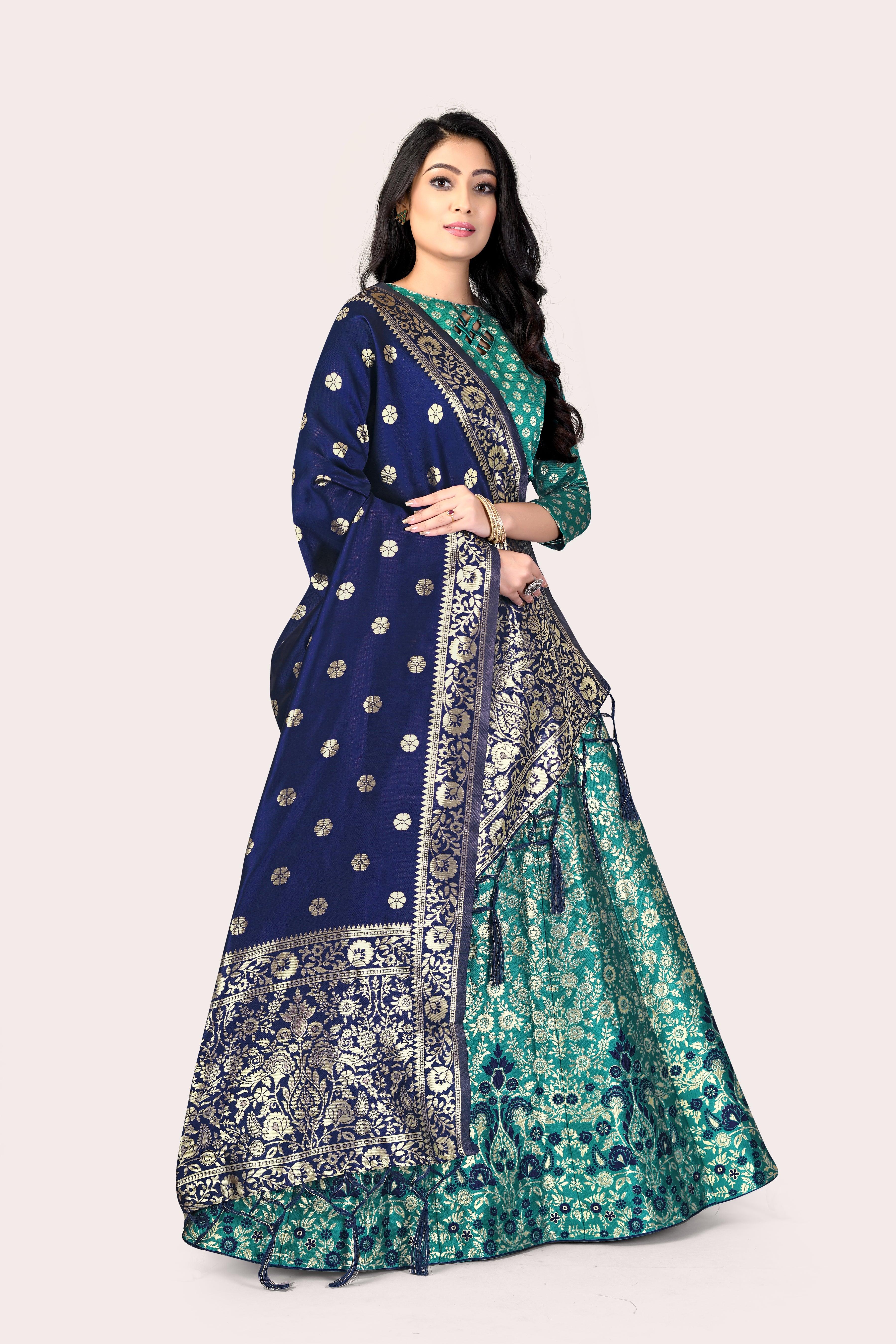 Regal Splendor: Banarasi Lehenga Choli and Dupatta Combo - Decize Clothing