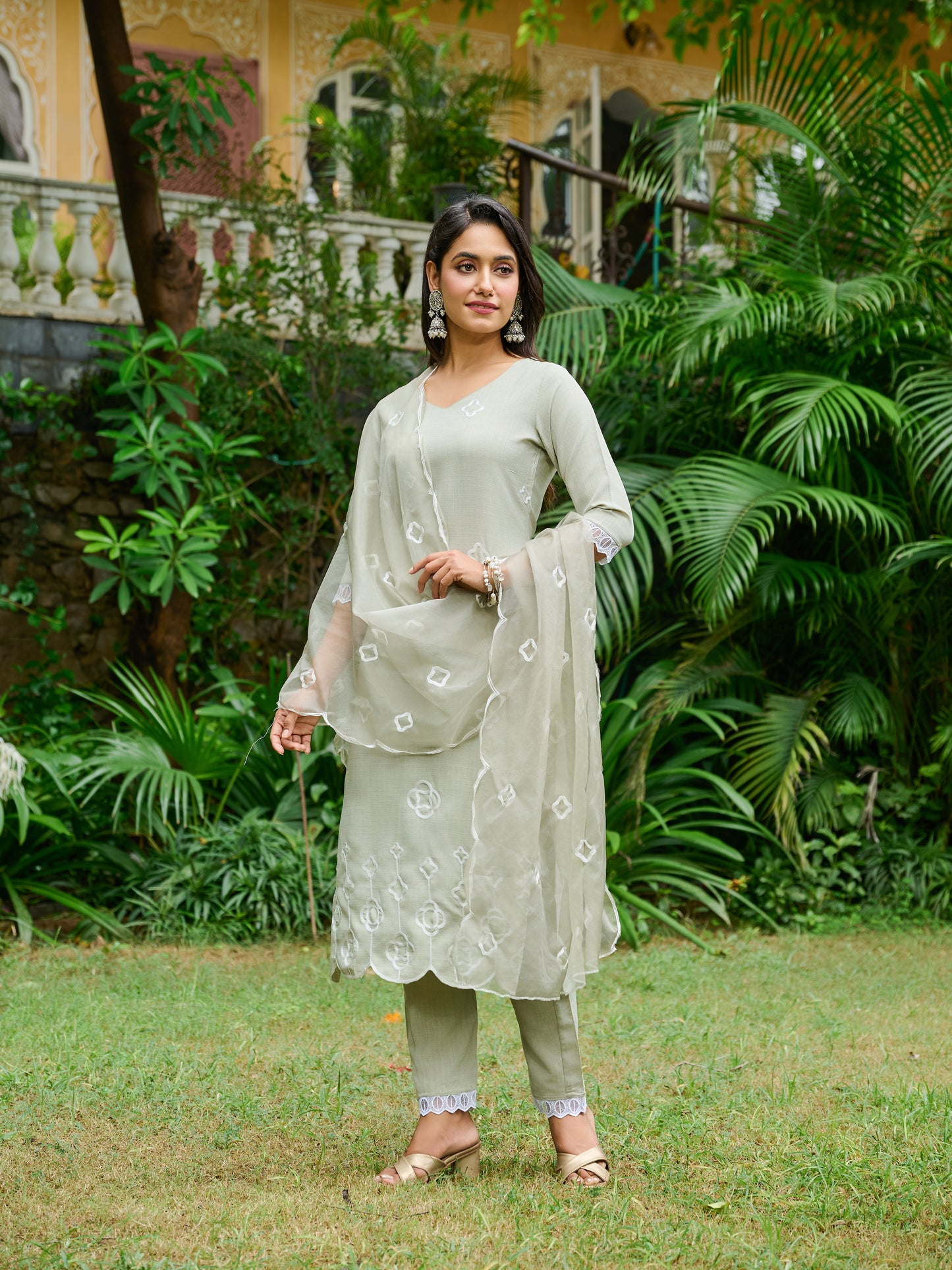 Sitara Floral Printed Kurta Set With Trouser & Dupatta