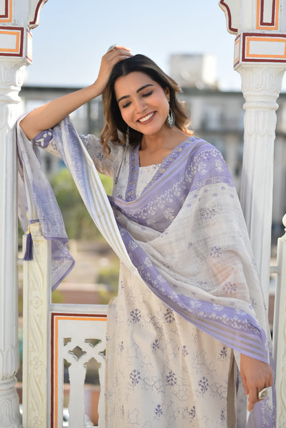 Aarunya Floral Cotton Kurta Set with Dupatta