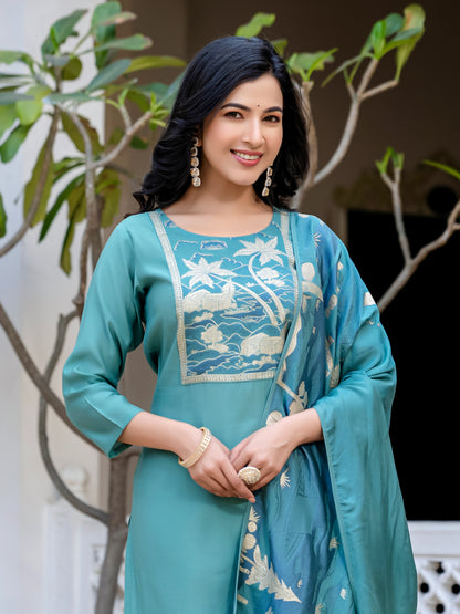 Noor Printed Motifs Kurta Set with Dupatta