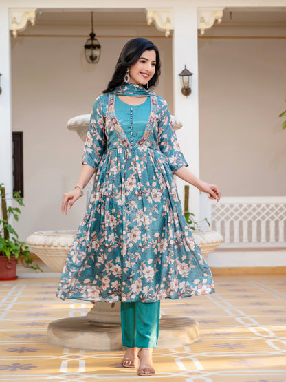 Tanisha Floral Printed Kurta Set with Dupatta