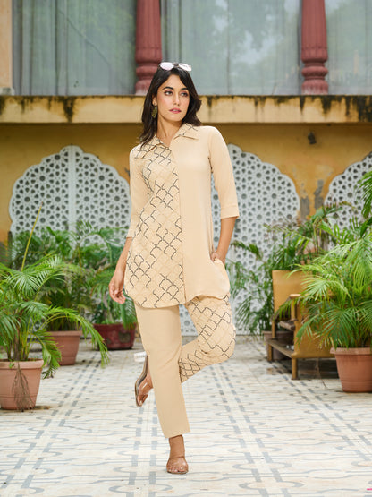 Siya Lycra Silk Embroidered Co-ord Set