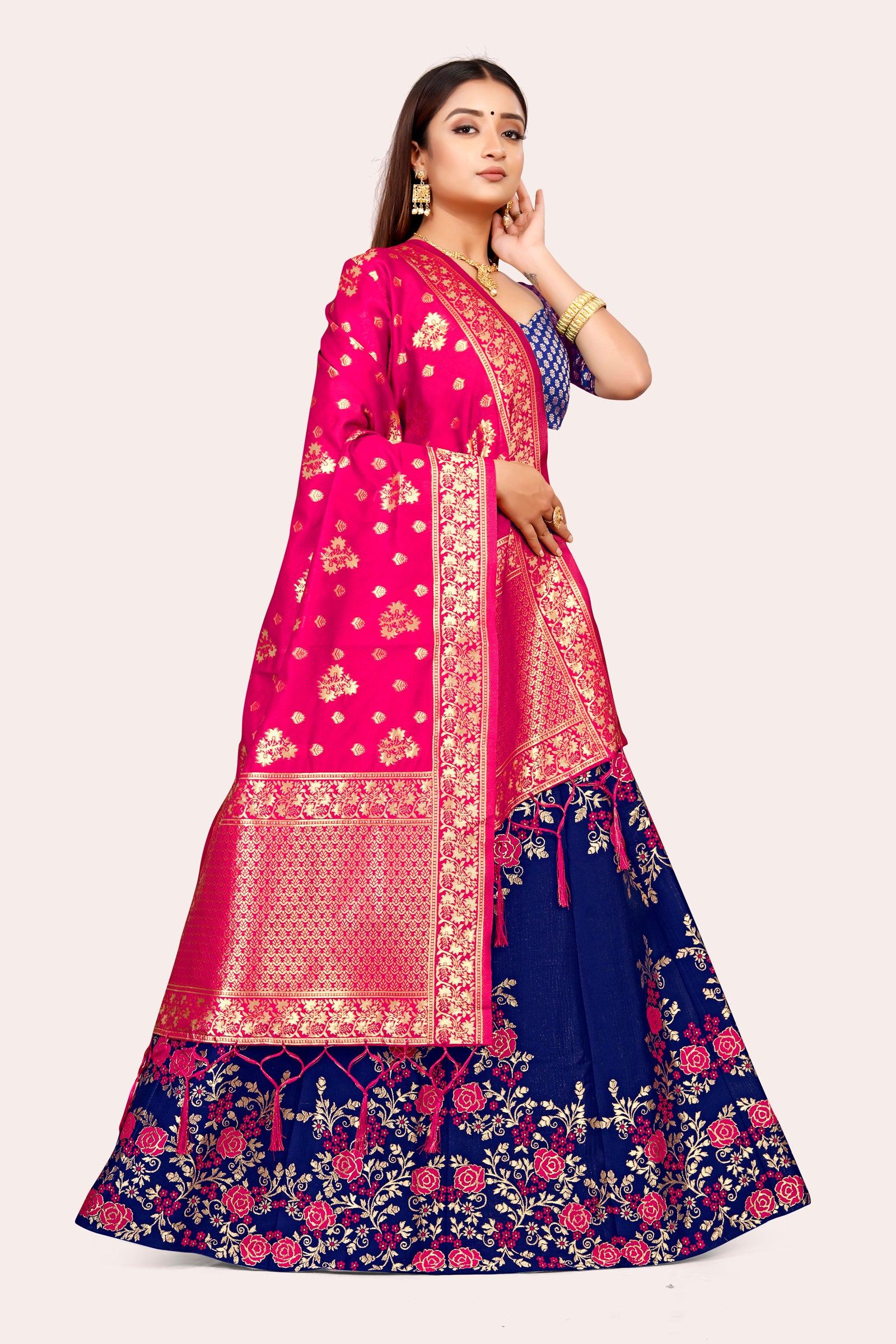 Opulent Opulence: Banarasi Lehenga Choli Set with Dupatta - Decize Clothing