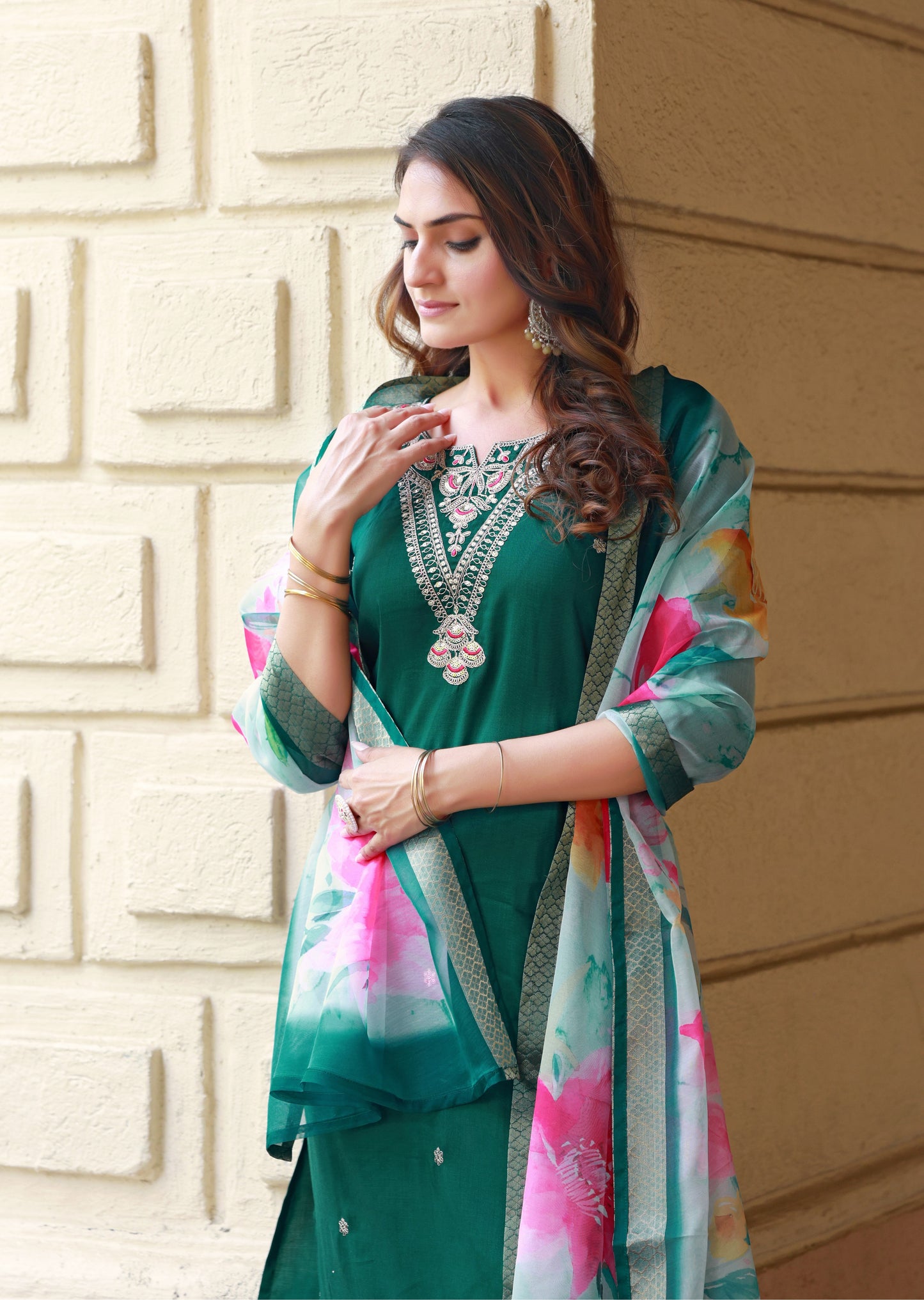 EVERGREEN MUSE COTTON KURTA SET WITH DUPATTA