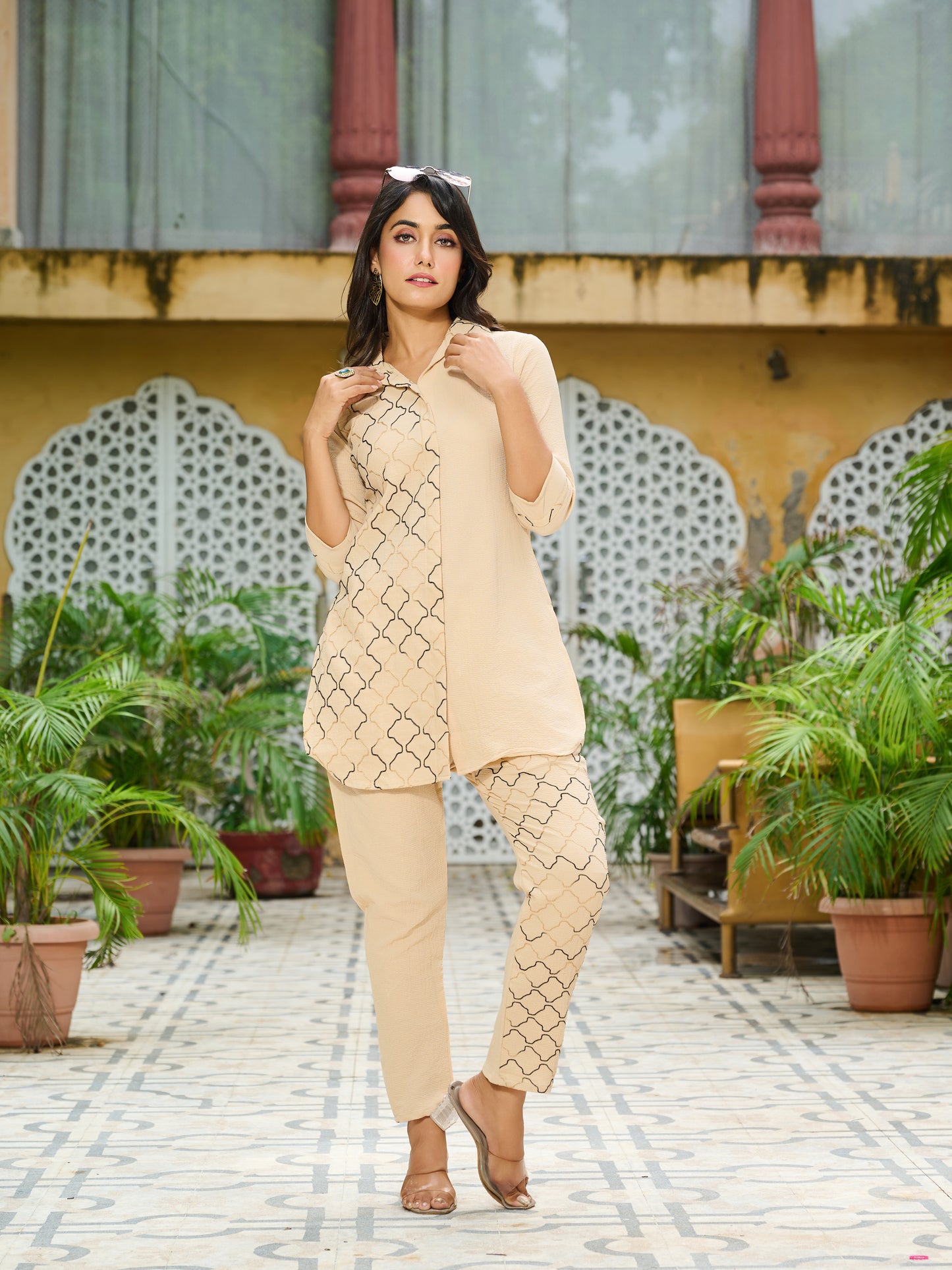 Siya Lycra Silk Embroidered Co-ord Set