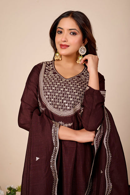 Shagun Embroidered Pure Cotton Anarkali Kurta Set With Dupatta