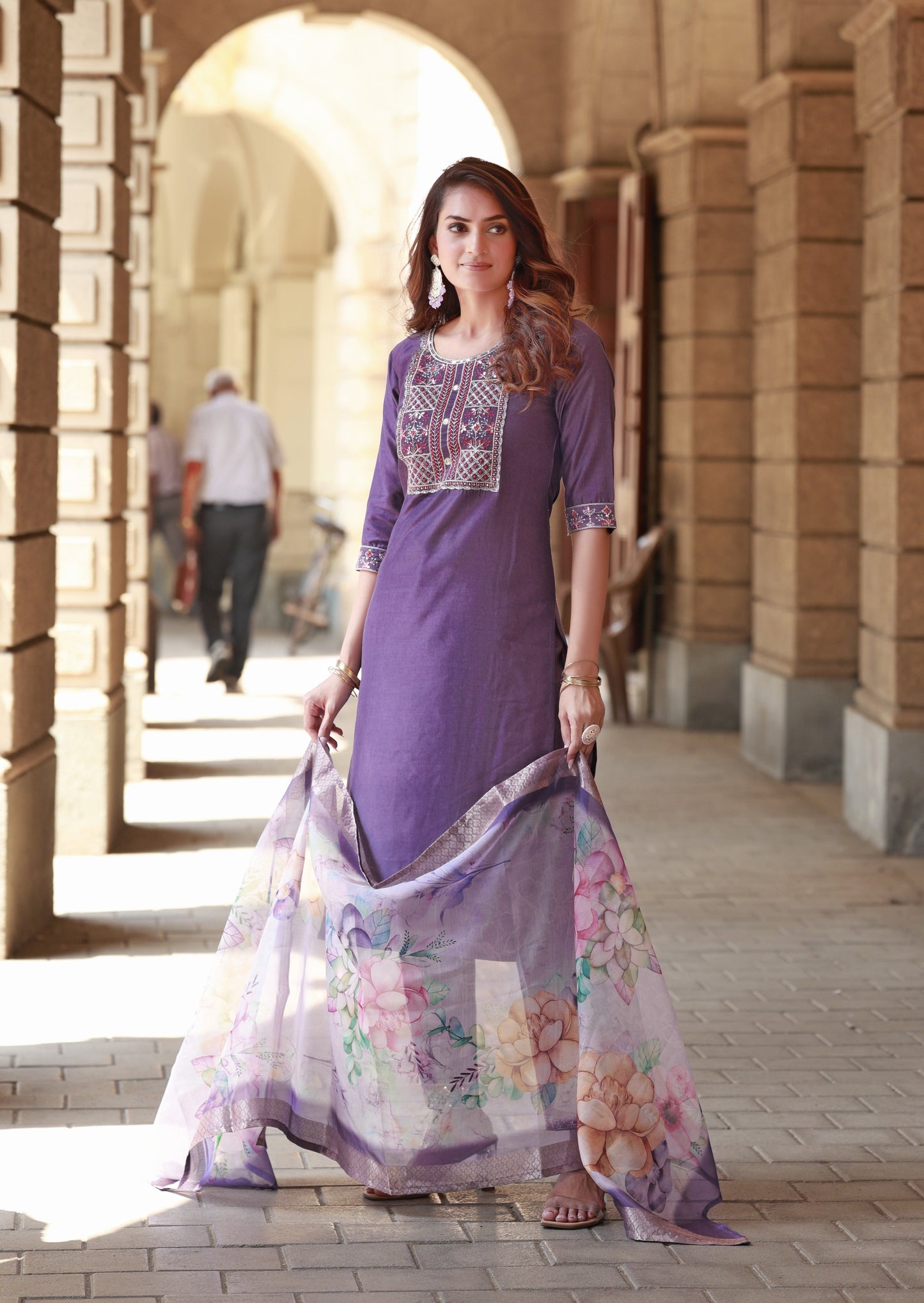 Ethereal Violet Embroidered Kurta & Trouser Set