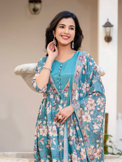 Tanisha Floral Printed Kurta Set with Dupatta