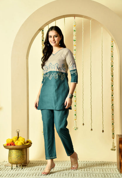 Bella Pure Cotton Embroidered Co-ord Set