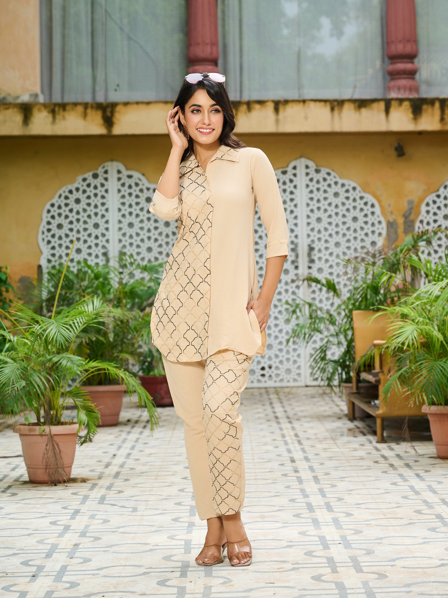 Siya Lycra Silk Embroidered Co-ord Set