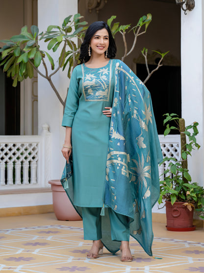 Noor Printed Motifs Kurta Set with Dupatta