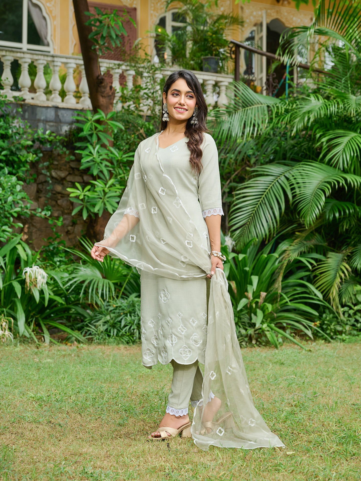 Sitara Floral Printed Kurta Set With Trouser & Dupatta