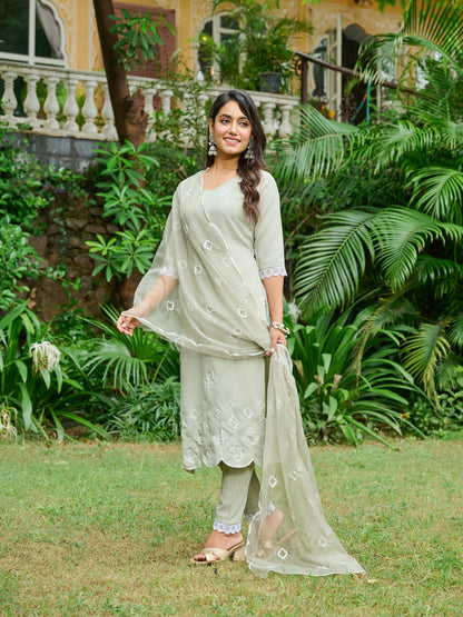 Sitara Floral Printed Kurta Set With Trouser & Dupatta