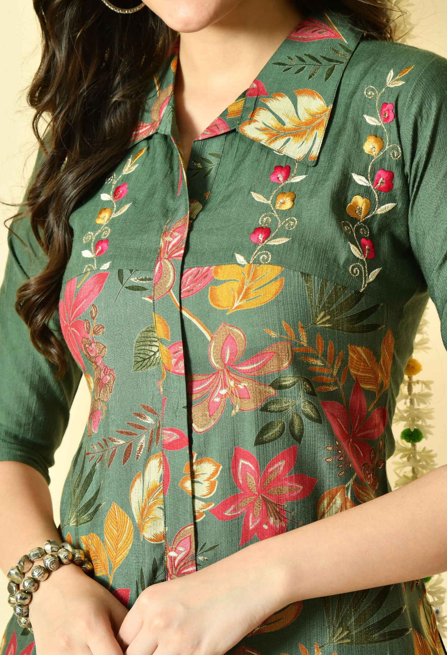 Autumn Silk Embroidered Co-ord Set