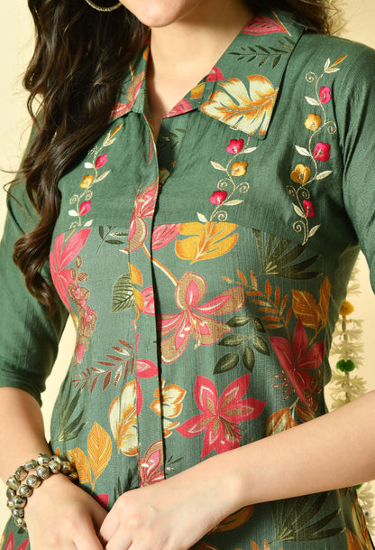Autumn Silk Embroidered Co-ord Set