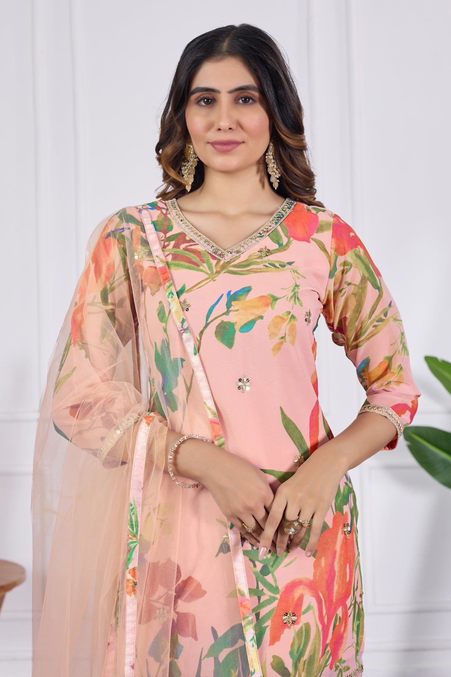 Palak Embroidered Printed Sharara Set with Dupatta