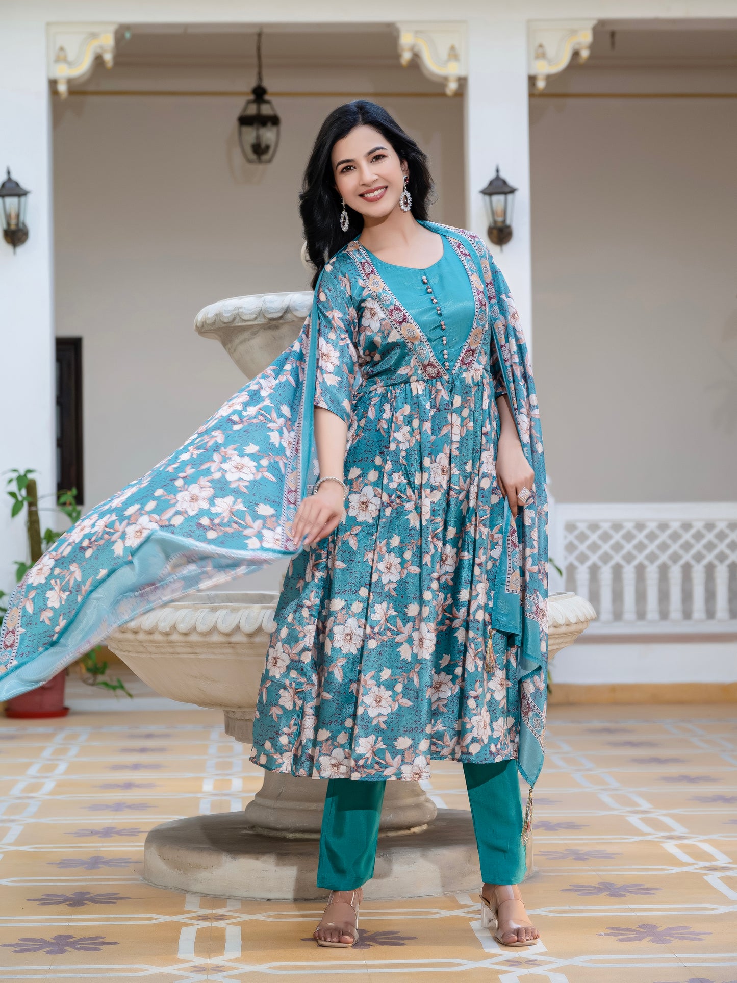 Tanisha Floral Printed Kurta Set with Dupatta