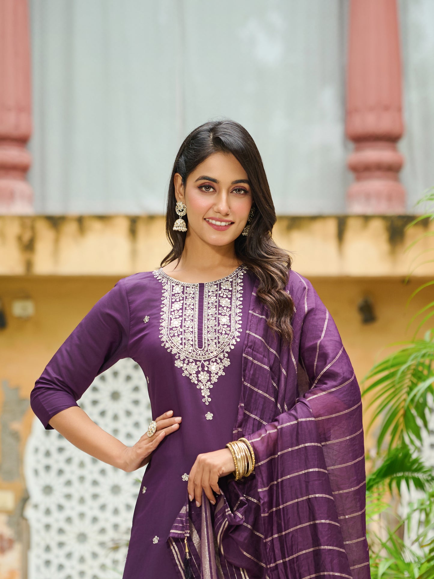 Parnika Silk Blend Embroidered Kurta Set with Dupatta