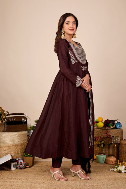 Shagun Embroidered Pure Cotton Anarkali Kurta Set With Dupatta