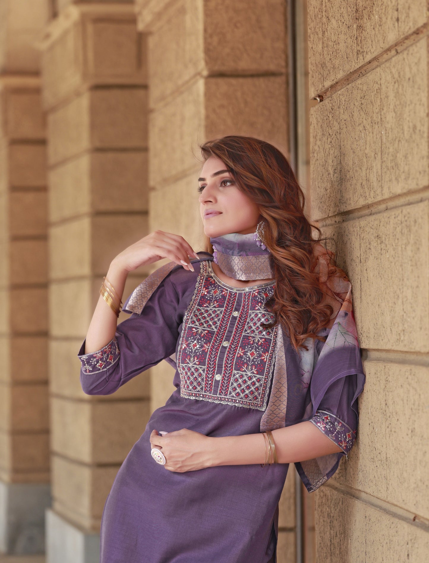 Ethereal Violet Embroidered Kurta & Trouser Set