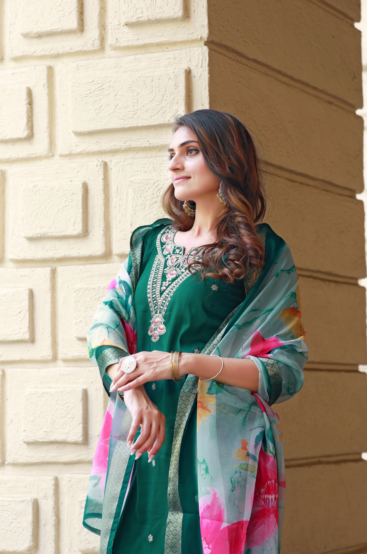 EVERGREEN MUSE COTTON KURTA SET WITH DUPATTA