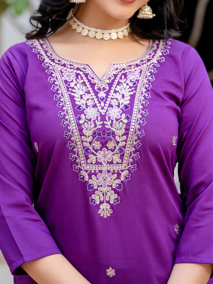 Sara Motifs Embroidered Silk Kurta with Trouser & Dupatta