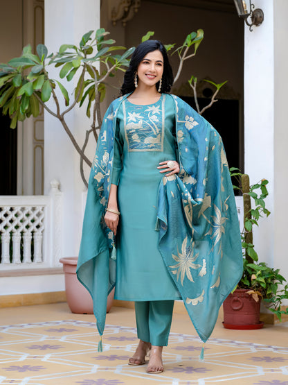 Noor Printed Motifs Kurta Set with Dupatta