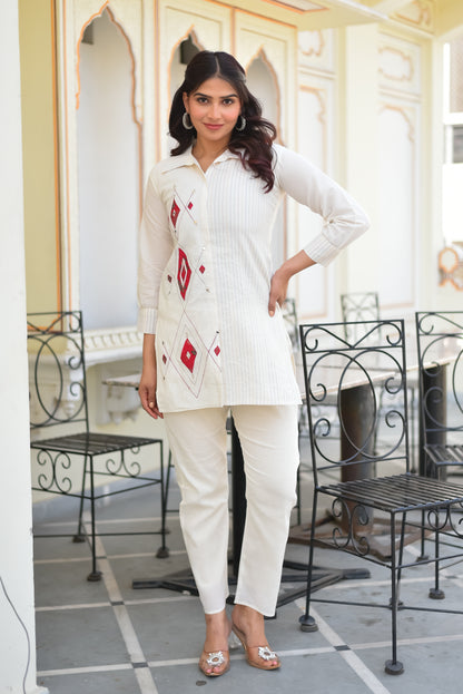 IVORY DIAMOND EMBROIDERED CO-ORD SET