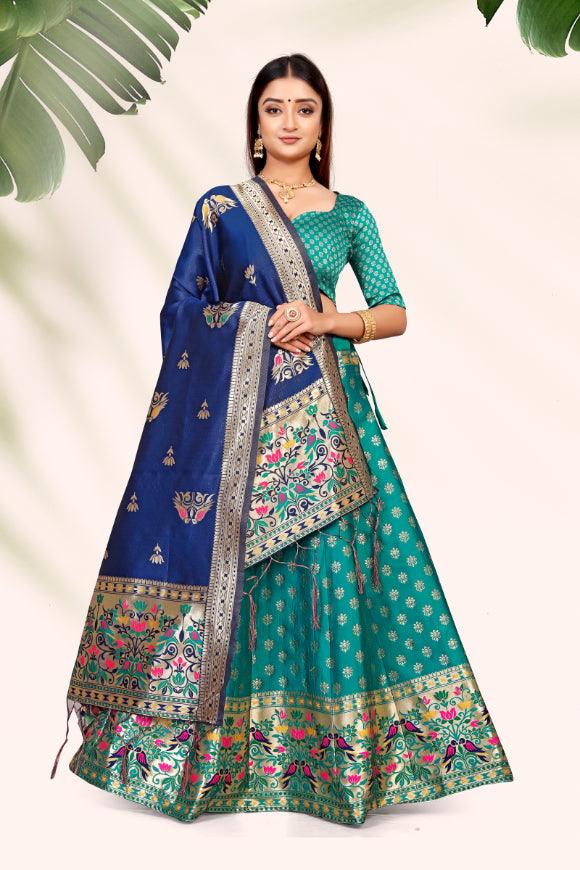 Exquisite Elegance: Banarasi Lehenga Choli with Dupatta - Decize Clothing