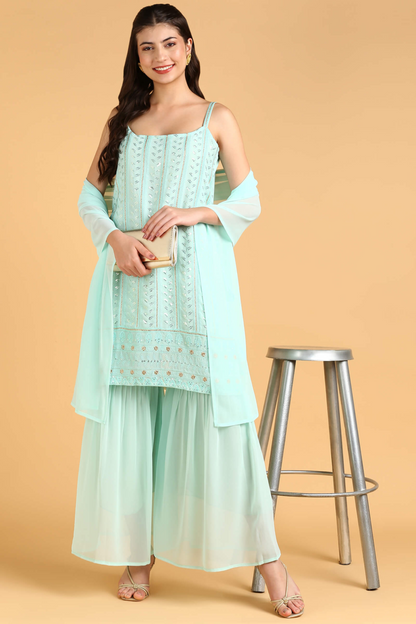 Mint Tulip Kurti Set