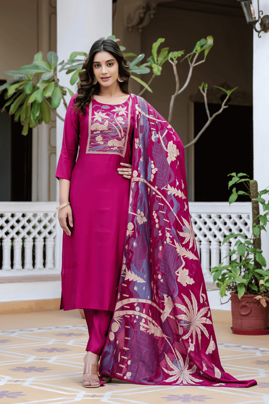 Noor Printed Motifs Kurta Set with Dupatta