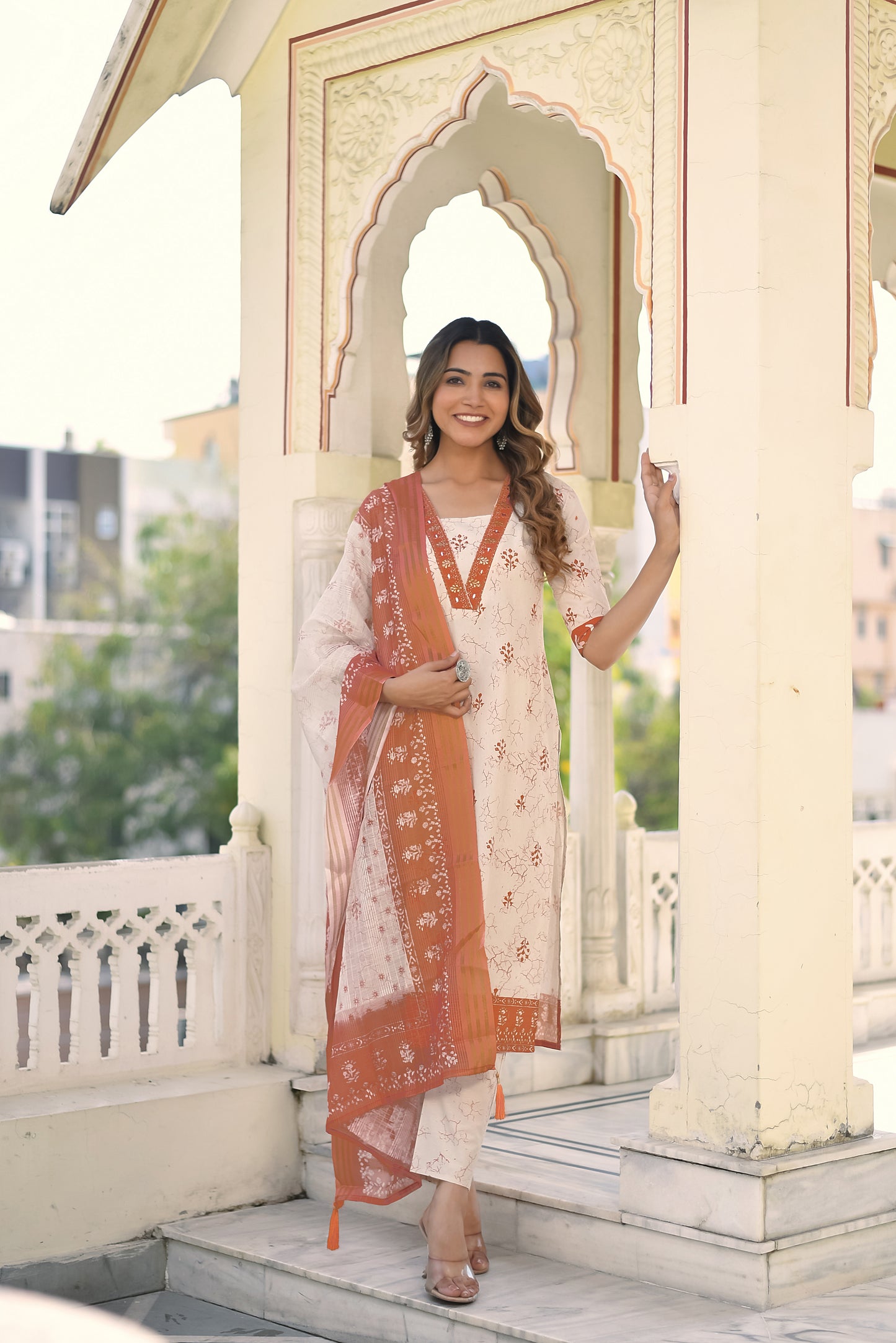 Aarunya Bloom Cotton Kurta Set with Dupatta