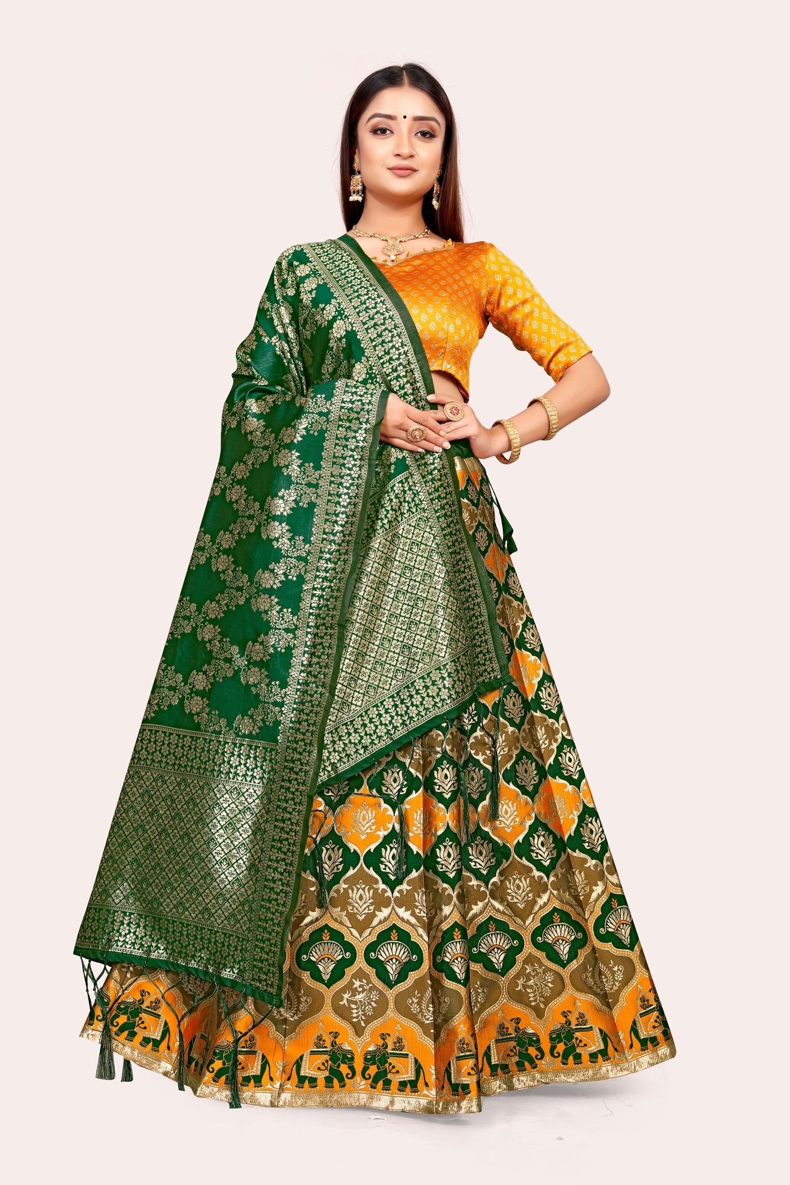 Ravishing Royalty: Banarasi Lehenga Choli Set and Dupatta - Decize Clothing