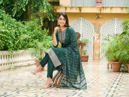 Parnika Silk Blend Embroidered Kurta Set with Dupatta