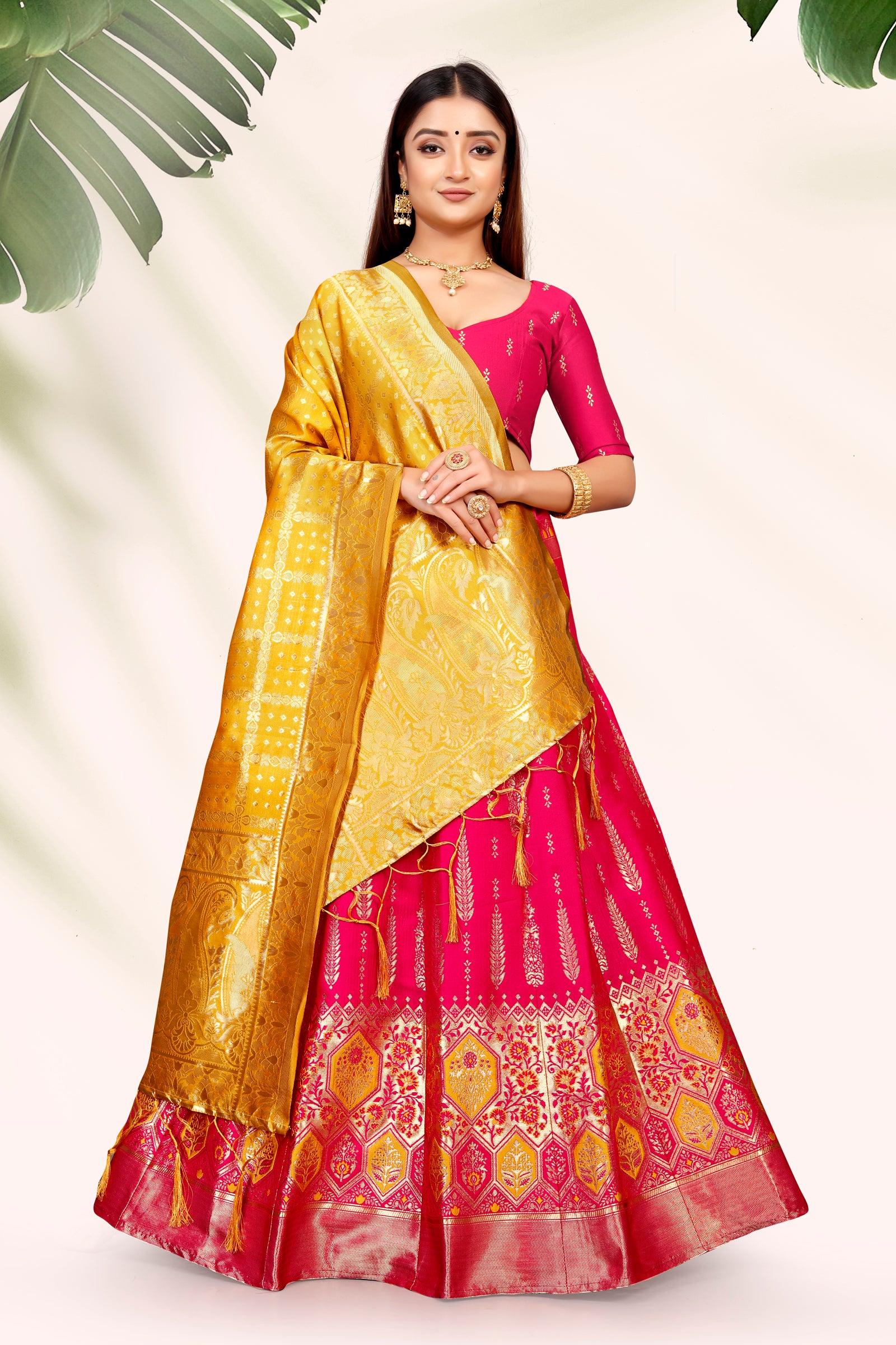 Regal Radiance: Banarasi Lehenga Choli Ensemble with Dupatta - Decize Clothing