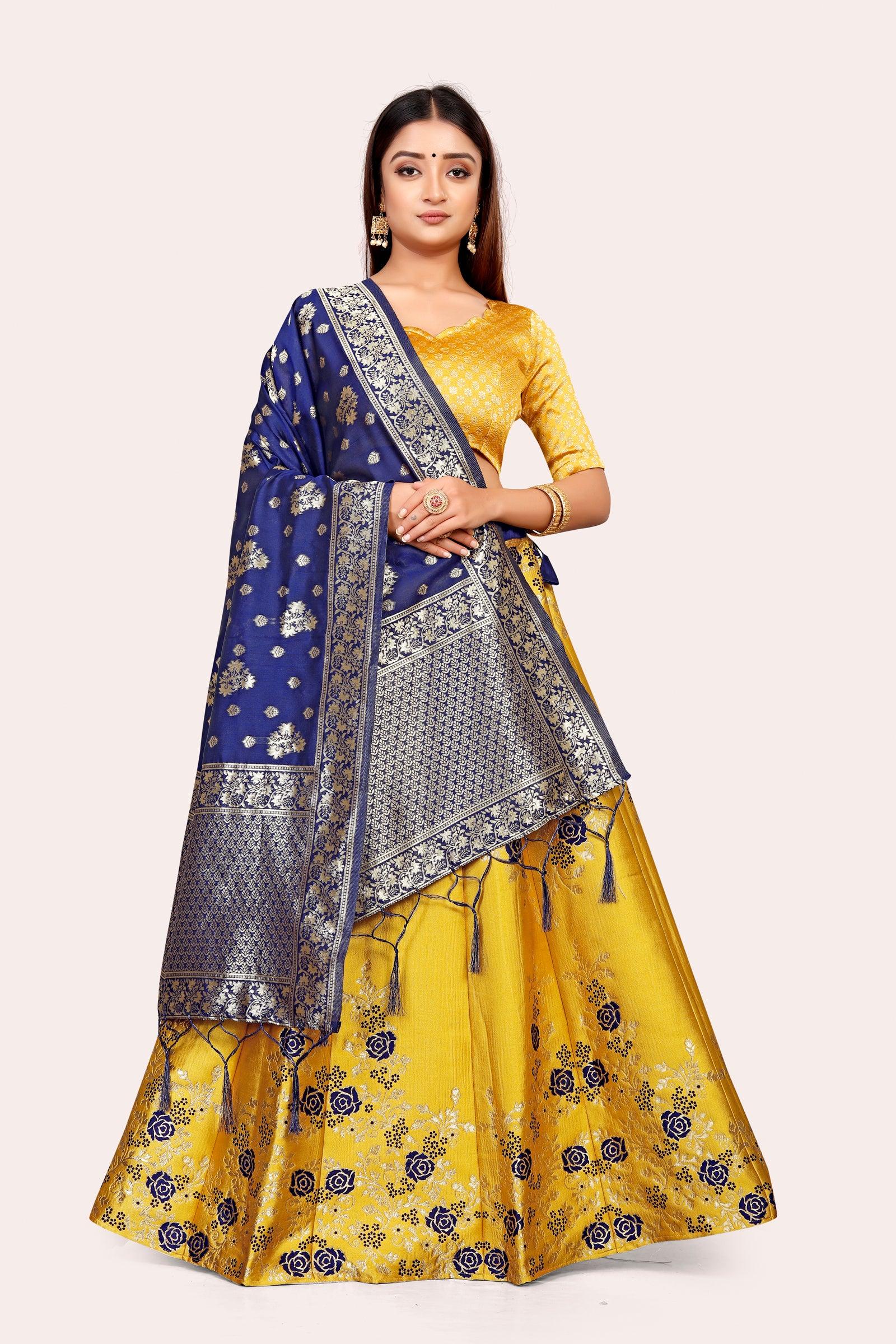 Opulent Opulence: Banarasi Lehenga Choli Set with Dupatta - Decize Clothing